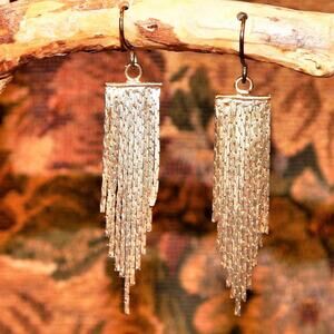 Glamorous Shimmering Cascading Golden Chains Earrings